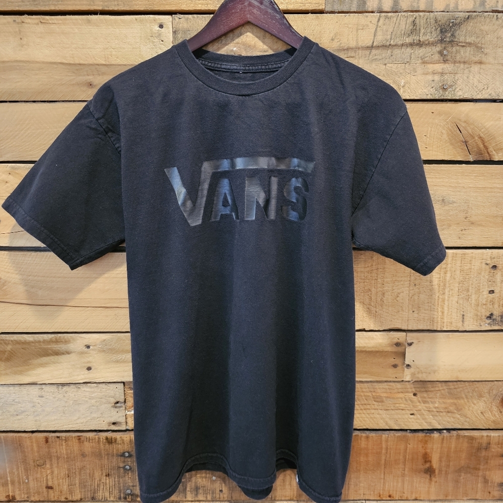 Men's/Unisex VANS Classic Logo Black On Black Short Sleeve Tee size M